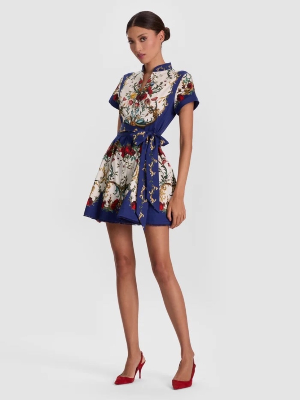 Alice + Olivia Lucy Mini Shirt Dress Gilded Rose size 6 - Picture 2 of 15